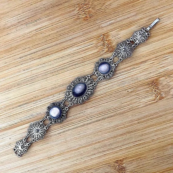 $34  Vintage Filigree Estate Bracelet  Sterling Silver  No Mark - Picture 2 of 4